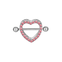 Load image into Gallery viewer, Double-Layer Diamond-Embedded Love Nipple Ring Electroplated Heart-Shaped Three-Color Adhesive Nail
