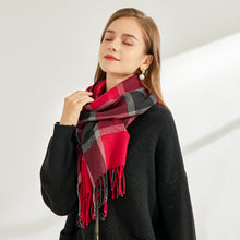 Load image into Gallery viewer, Autumn Winter Retro Plaid Artificial Cashmere Scarf Women 'S New Fashion Tassel Warm Scarf Office
