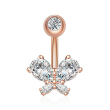 Load image into Gallery viewer, Puncture Butterfly Inlaid Zircon Belly Ring Insect Navel Stud Navel Decoration
