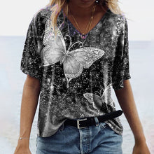 Load image into Gallery viewer, Women's Spring and Autumn Five-Quarter Sleeve Butterfly Print Top for Women

