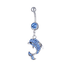Load image into Gallery viewer, Piercing Jewelry Dolphin Small Pendant Navel Ring Navel Stud Diamond Belly Ring Navel Stud
