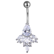 Load image into Gallery viewer, Piercing Jewelry Flower Inlaid 3A Zircon Navel Ring Navel Buckle Navel Stud
