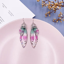 Load image into Gallery viewer, S925 Ear Hook Butterfly Earrings Temperamental Earrings Cicada Wings Gradient Color Girls Stud Earrings
