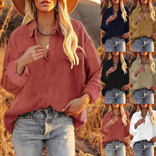 Load image into Gallery viewer, Women's Corduroy Polo Collar Top Pullover Loose Solid Color Shirt Coat
