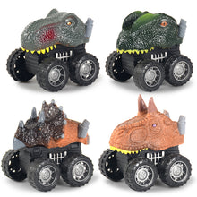 Load image into Gallery viewer, 4pcs Children's Mini Dinosaur Head Warrior Car Toy Boy Warrior Trolley Model Toy

