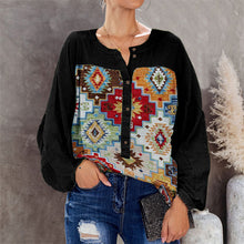 Load image into Gallery viewer, Women's round-Neck Shirt Button Vintage Floral Print Long Sleeves Women's Shirt
