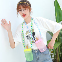 Load image into Gallery viewer, Water Bottle Popsicle/Sorbet Student Adult Strap Crossbody Plastic Straw Portable Water Cup
