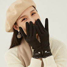 Load image into Gallery viewer, Thermal Gloves Women's Winter Dralon Outdoor Korean Style Sports Cycling Thickened Touch Screen Driving Gloves
