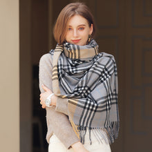 Load image into Gallery viewer, Scarf Stall Color-Contrast Check Artificial Cashmere Scarf Fashion Color Changing Scarf Women's Winter Japanese and Korean Sweet
