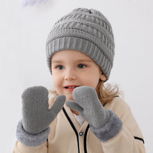Load image into Gallery viewer, New Children's Hat Gloves Set Boys and Girls Knitted Hat Fleece-Lined Knitting Glove Bag Set 2-Piece Set
