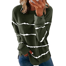 Load image into Gallery viewer, Women's Top Loose All-Matching Striped Floral Print Long Sleeve Pullover
