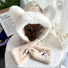 Load image into Gallery viewer, Winter Korean Style Cute Bear Hat Three-Piece Set Thick Windproof Warm Scarf Three-Piece Set One-Piece Hat

