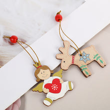 Load image into Gallery viewer, Christmas Wooden Decorative Cartoon Elk Doll Crafts Wooden Pendant Christmas Pendant
