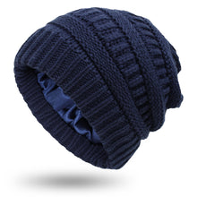 Load image into Gallery viewer, Autumn and Winter Ins New Hat Women's Protective Hairstyle Warm Wool Knitted Satin Hat 9 Colors
