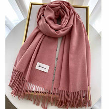 Load image into Gallery viewer, 2023autumn and Winter Cashmere Scarf Texture Solid Color Tassel Warm Long Wrap All-Matching Thickened Couple Scarf
