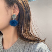 Load image into Gallery viewer, White Fur Ball Earrings Girls' Decorations Autumn And Winter 2 New Simple Stud Earrings Earrings Girls' Earrings
