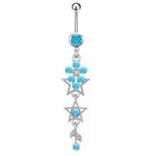 Load image into Gallery viewer, High Quality Five-Piece Blue Turquoise Series Belly Ring Combination
