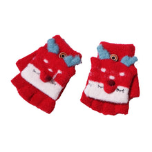 Load image into Gallery viewer, Half Finger Gloves Jacquard Deer Imitation Mink Cap Gloves Baby Warm Reverse Cover Gloves
