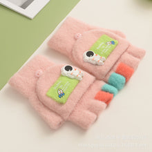 Load image into Gallery viewer, Winter New Children's Knitted Gloves Cute Cartoon Spaceman Flip Imitation Mink
