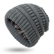 Load image into Gallery viewer, Autumn and Winter Ins New Hat Women's Protective Hairstyle Warm Wool Knitted Satin Hat 9 Colors
