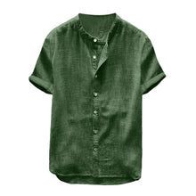 Load image into Gallery viewer, Men's Short-Sleeved Solid Color Cotton and Linen Shirt
