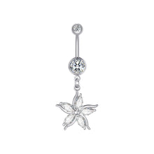 Load image into Gallery viewer, New Five-Leaf Flower Zircon Navel Ring Navel Stud Piercing Jewelry
