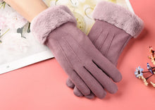 Load image into Gallery viewer, Autumn and Winter Warm Gloves Suede Gloves Women's Fleece-Lined Thickened Outdoor Cycling and Driving Touch Screen Gloves
