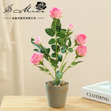 Load image into Gallery viewer, Artificial Six-Head Rose Bonsai Artificial Flower Creative Artificial Fashion Home Decorations
