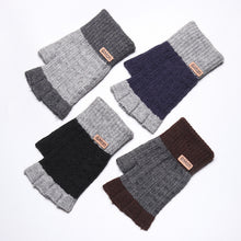 Load image into Gallery viewer, Warm-Keeping and Cold-Proof Winter Men's Half-Finger Gloves Autumn and Winter Fleece-Lined Thickened Fingerless Knitted Gloves
