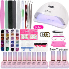 Load image into Gallery viewer, Gel Polish Set Nail kit Beginner Manicure Set Full Set Beginner 15ml UV Polish European and American Manicure Set
