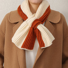 Load image into Gallery viewer, Small Scarf Short Women's Autumn and Winter Cross Knitted Scarf Korean Style Colorblock All-Matching
