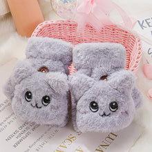 Load image into Gallery viewer, Children's Autumn Winter Season Plush Cute Half Finger Flip Student Writing Warm Gloves
