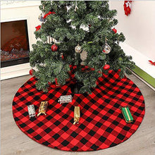 Load image into Gallery viewer, Plaid Christmas-Tree Skirt Black and Red Party Creative Christmas Decorative Tree Bottom Plush Skirt

