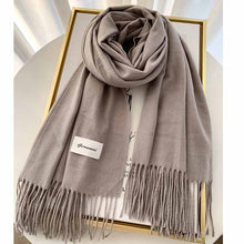 Load image into Gallery viewer, 2023autumn and Winter Cashmere Scarf Texture Solid Color Tassel Warm Long Wrap All-Matching Thickened Couple Scarf
