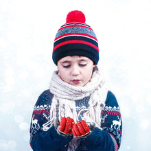 Load image into Gallery viewer, Gloves Two-Piece Set Winter Fleece-Lined Warm Children's Five-Finger Knitted Cold-Proof British Hat
