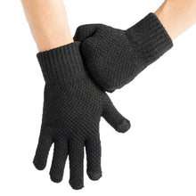 Load image into Gallery viewer, Warm Finger Riding Gloves Men's Solid Color with Fur Thickened Knitted Touch-Screen Gloves
