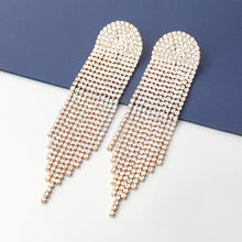Load image into Gallery viewer, Banquet Earrings Super Flash Claw Chain Series Geometric Alloy Diamond Rhinestone Long Fringe Earrings
