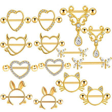 Load image into Gallery viewer, 8 Pairs Breast Ring Black Puncture Set Combination Stainless Steel Piercing Ornaments Milk
