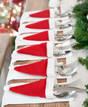 Load image into Gallery viewer, Christmas Decorations Christmas Small Hat Non-Woven Cap Christmas Hat Knife and Fork Set Christmas Wine Bottle Decoration
