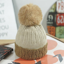 Load image into Gallery viewer, Hat Female Winter Fleece Lined Padded Warm Keeping Knitted Hat Fur Ball Color Matching Ten Flowers Woolen Cap Female
