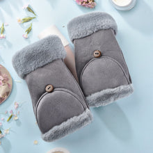 Load image into Gallery viewer, Winter Warm Fleece-Lined Thick Women's Korean-Style Cute Flip Half Finger Gloves for Students
