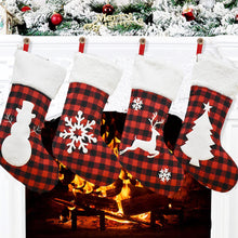 Load image into Gallery viewer, Christmas Decoration Supplies Black and Red Plaid Christmas Stockings Children's Gift Bag Candy Bag Ballet Socks

