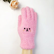 Load image into Gallery viewer, Bear Embroidery Cute Cartoon Student Thickened Warm Lady Winter Knitting Plush Gloves
