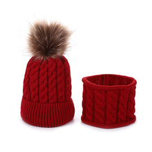 Load image into Gallery viewer, Infant Winter Woolen Hat Scarf Set Cold-Proof Thermal Knitting Baby Hat Set Hat

