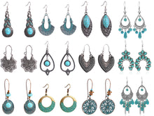 Load image into Gallery viewer, Ethnic Style Earrings Turquoise Retro National Style Earrings Set Bohemian Earrings
