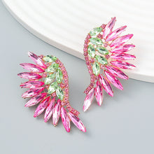 Load image into Gallery viewer, Colorful Crystals Exaggerated Famous   Fan Wing Earrings Fashion Stud Earrings Bohemian Style
