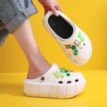 Load image into Gallery viewer, Women's Hole Shoes Non-Slip Summer Fashion All-Matching Slip-on Thick Bottom Increased Beach Closed Toe Sandals for Outer Wear
