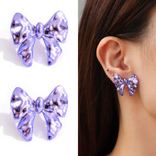 Load image into Gallery viewer, Metal Flower Bow Tie Barbie Pink Stud Earrings for Women Personalized Earrings
