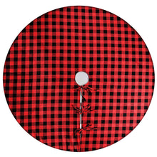 Load image into Gallery viewer, Plaid Christmas-Tree Skirt Black and Red Party Creative Christmas Decorative Tree Bottom Plush Skirt
