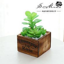 Load image into Gallery viewer, Square Wooden Basin Succulent Combined Green Plants Artificial Plant Creative Decoration Flower Bonsai Flower

